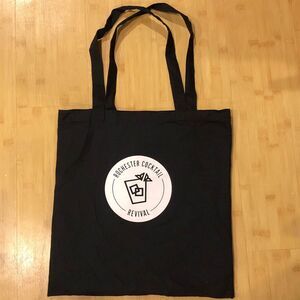 NEW! Rochester Cocktail Revival black canvas tote bag